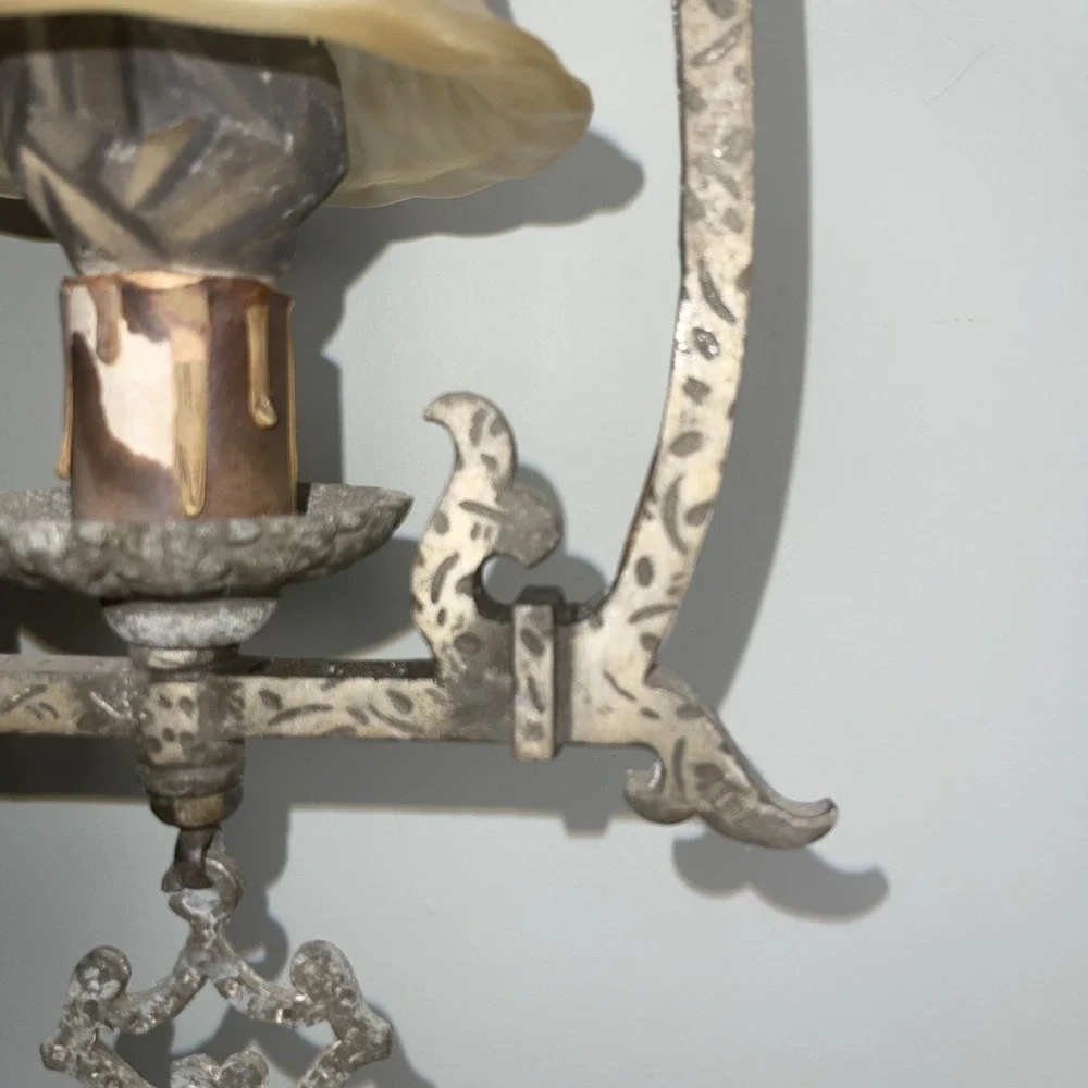 Vintage Spanish Revival/Gothic‎ Wrought Iron Pendant Light Fixture